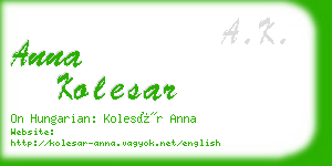 anna kolesar business card